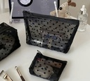 Tiny black hearts mesh bag four pieces set 