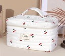 White quilted cherry print pure cotton three bags set