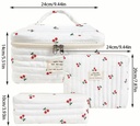White quilted cherry print pure cotton three bags set