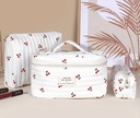 White quilted cherry print pure cotton three bags set