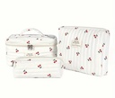 White quilted cherry print pure cotton three bags set