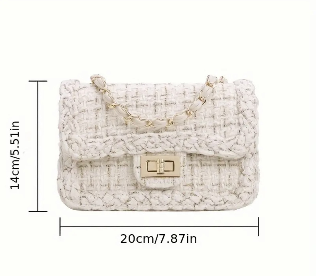 Classic black Tweed shoulder Bag 