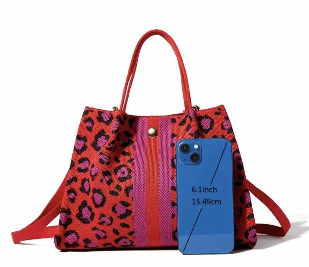Urban knitted leopard print Crossbody Bag  