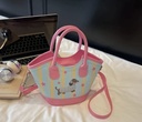 Pink dog & stars leather strip print Crossbody Bag  