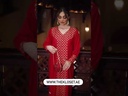 Elegant Red Hand Made Dress with Golden Embroidery