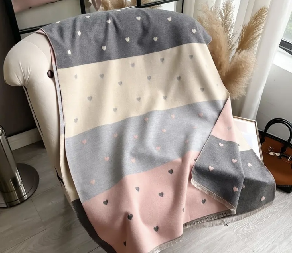 Tiny hearts art pattern Boho shawl 