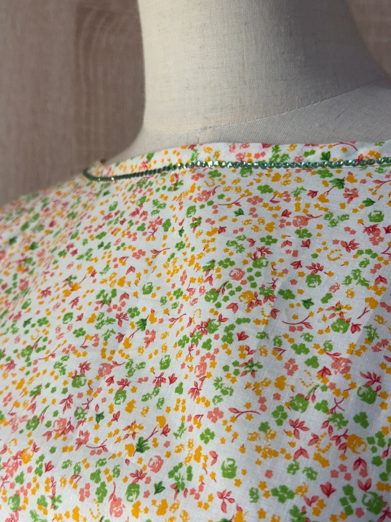 Fine Print Green Beaded Patient Gown