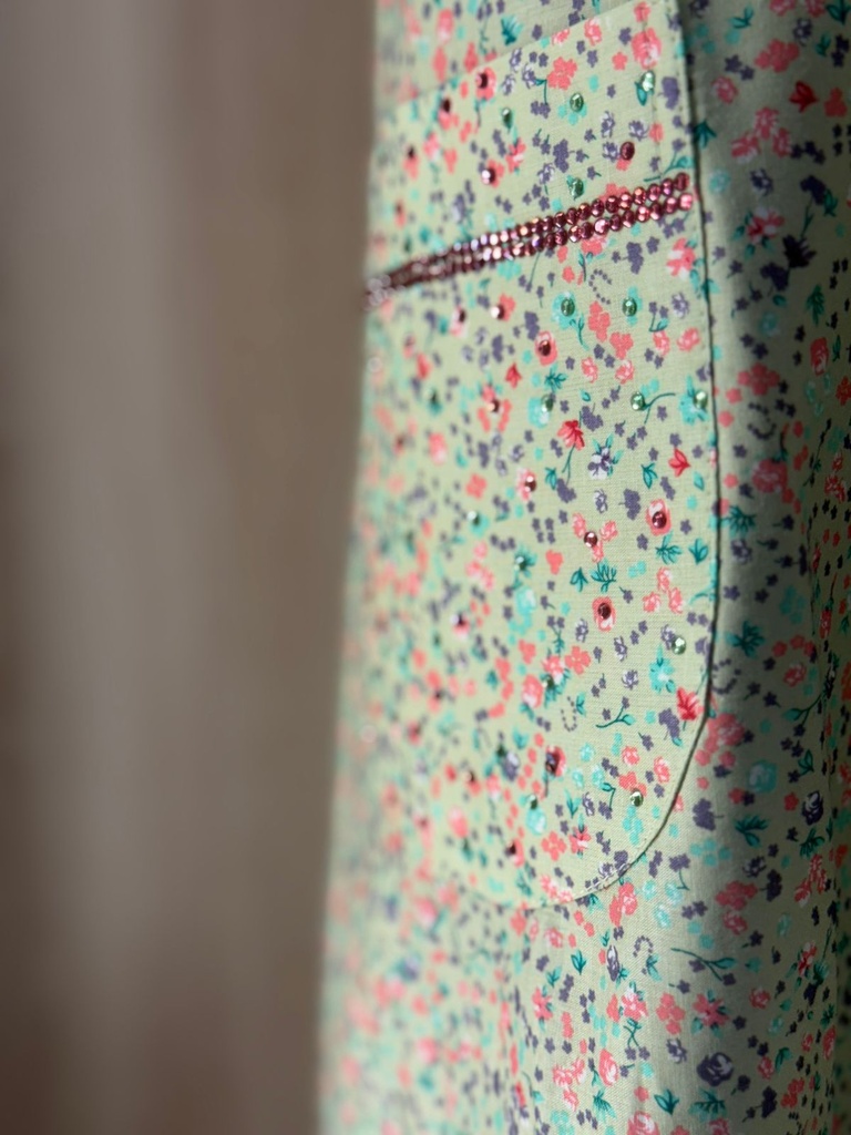 Fine print pink patient gown