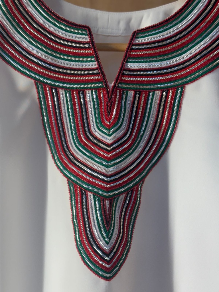 National day dress handcrafted with traditional Talli work 