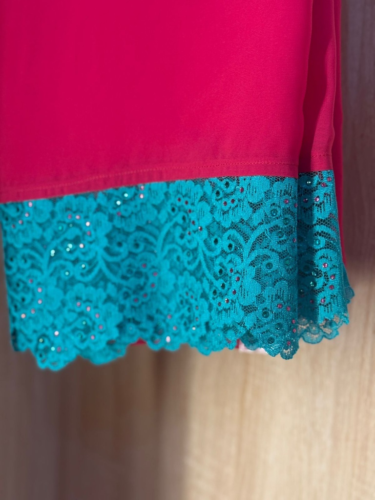 Scarlet Lace Abaya, Gown And Scarf Set 