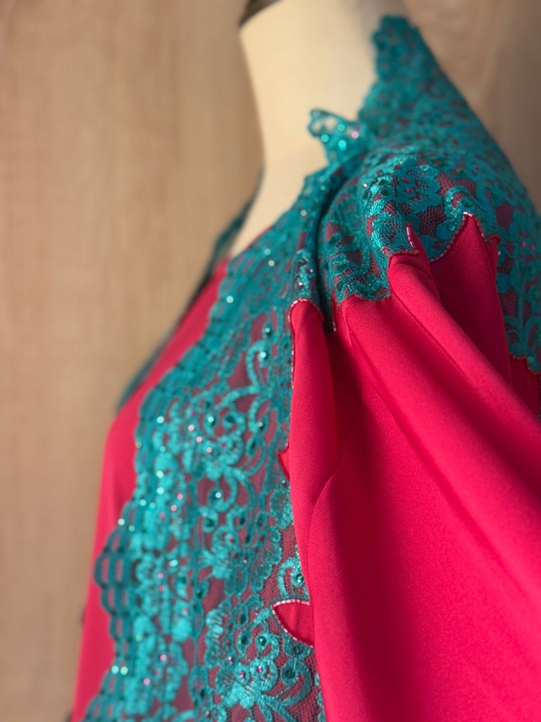 Scarlet Lace Abaya, Gown And Scarf Set 