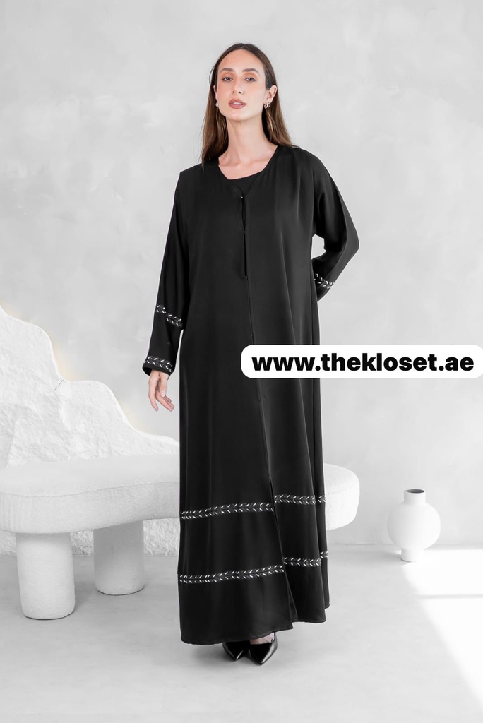 Elegantly Embellished Sequin Black Abaya