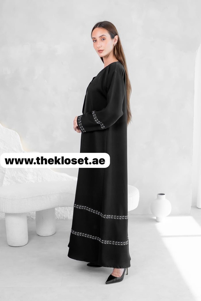 Elegantly Embellished Sequin Black Abaya