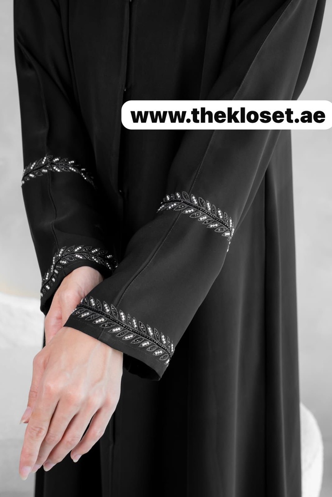 Elegantly Embellished Sequin Black Abaya