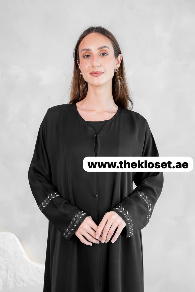 Elegantly Embellished Sequin Black Abaya