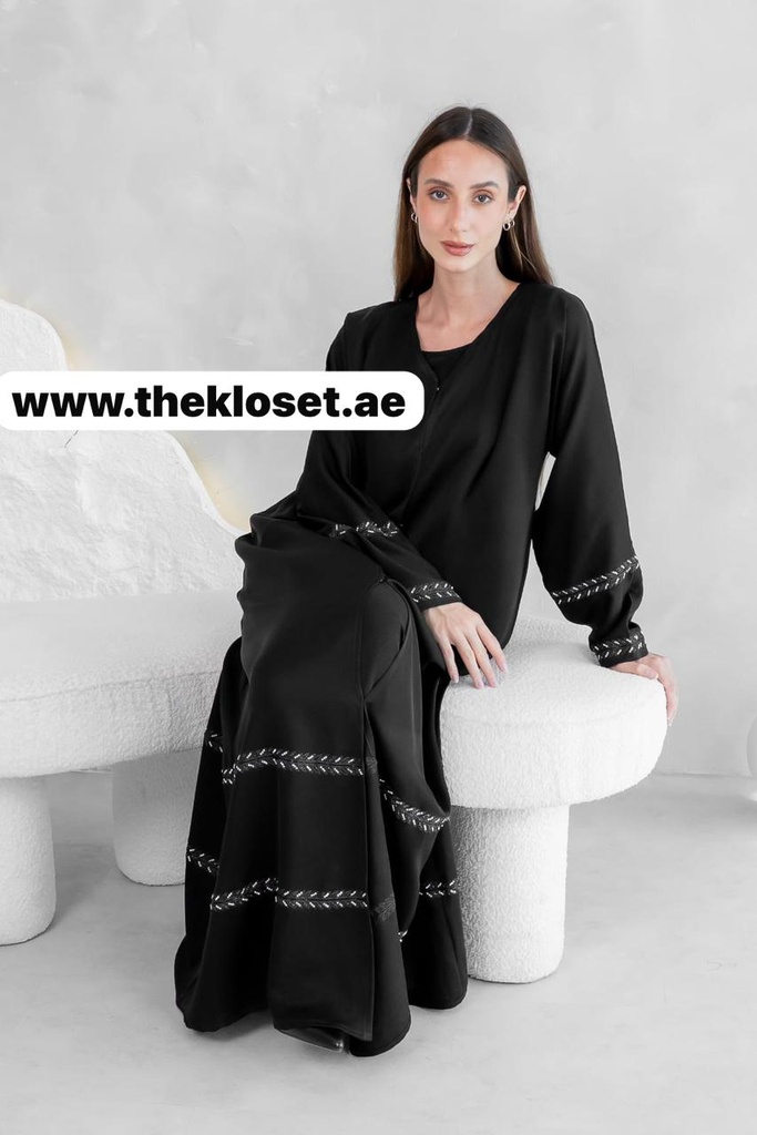 Elegantly Embellished Sequin Black Abaya