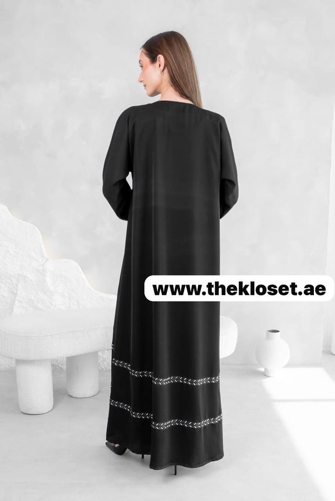 Elegantly Embellished Sequin Black Abaya