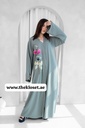 Stylish Rose-Embroidered Abaya 