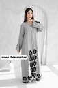 Handmade Flowers Embroidered Elegance Grey Abaya