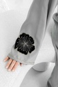 Handmade Flowers Embroidered Elegance Grey Abaya