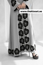 Handmade Flowers Embroidered Elegance Grey Abaya