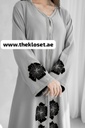 Handmade Flowers Embroidered Elegance Grey Abaya