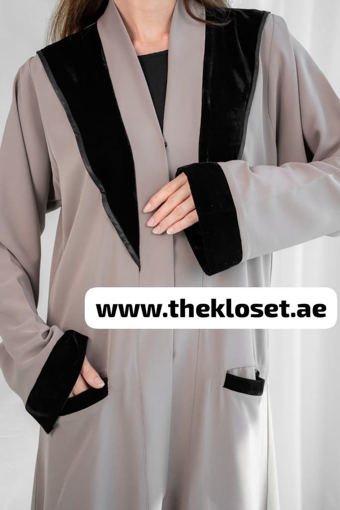 Khaki Simple Abaya With Two Pocket Front Design