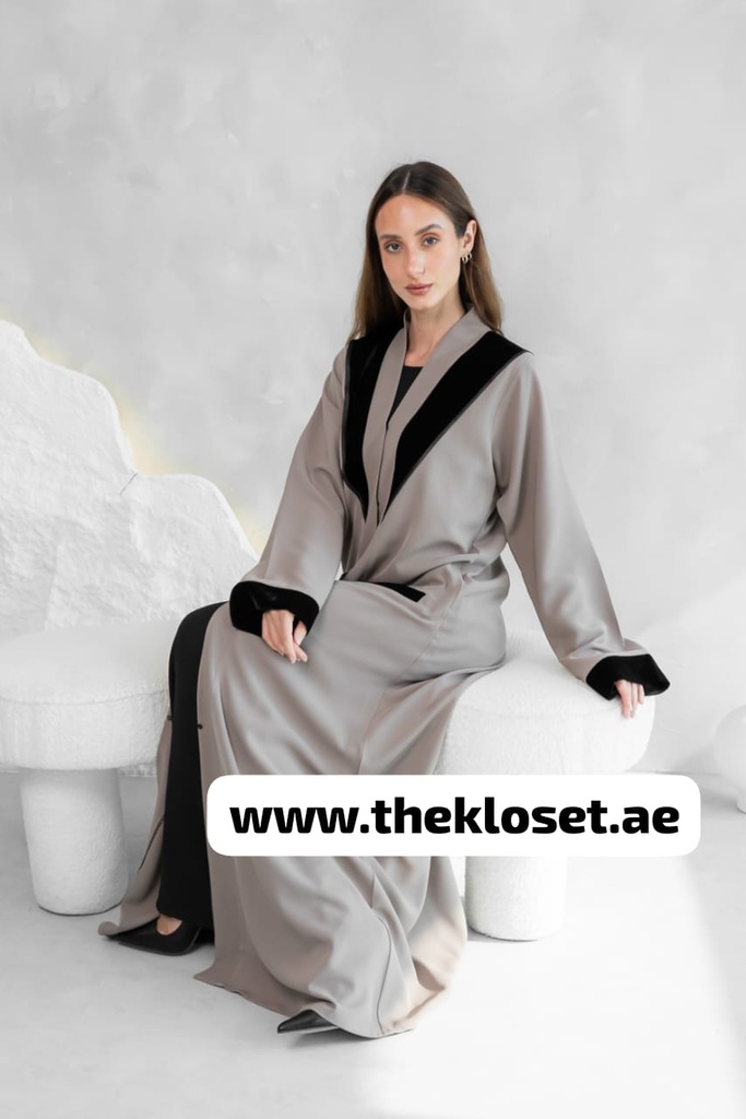 Khaki Simple Abaya With Two Pocket Front Design