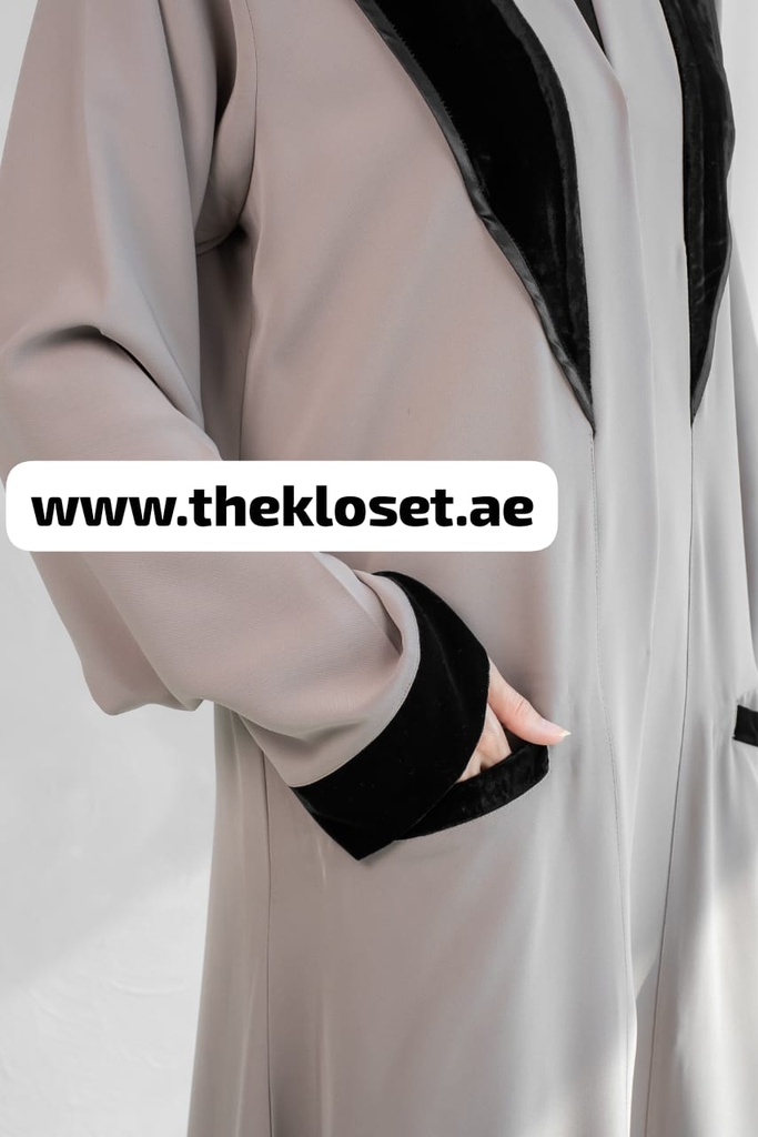 Khaki Simple Abaya With Two Pocket Front Design