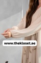 Flower-Embroidered Beige Abaya