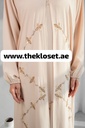 Flower-Embroidered Beige Abaya