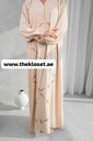 Flower-Embroidered Beige Abaya