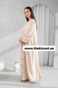 Flower-Embroidered Beige Abaya