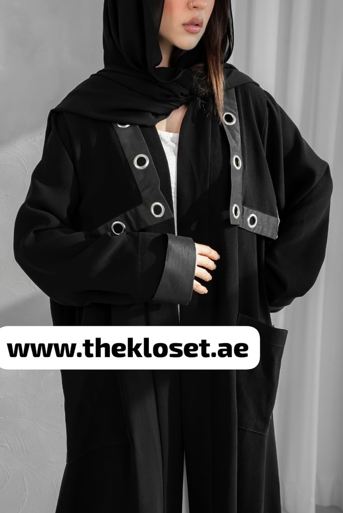 Black Open Abaya With Both Side Pocket