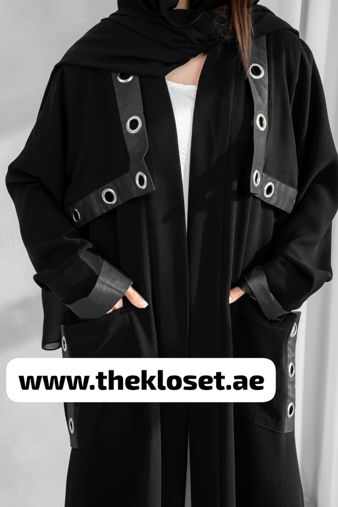 Black Open Abaya With Both Side Pocket