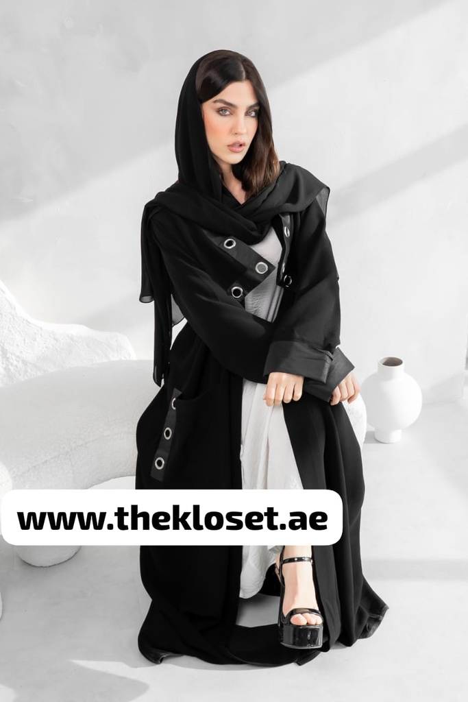 Black Open Abaya With Both Side Pocket