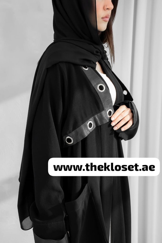 Black Open Abaya With Both Side Pocket