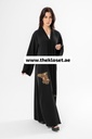 Beaded red floral black Abaya