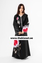 Chic Abaya with Floral Pattern and Bead Embellishments