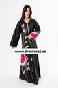 Chic Abaya with Floral Pattern and Bead Embellishments