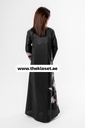 Chic Abaya with Floral Pattern and Bead Embellishments