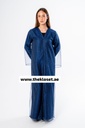 Elegant golden mesh & Dark Blue Abaya 