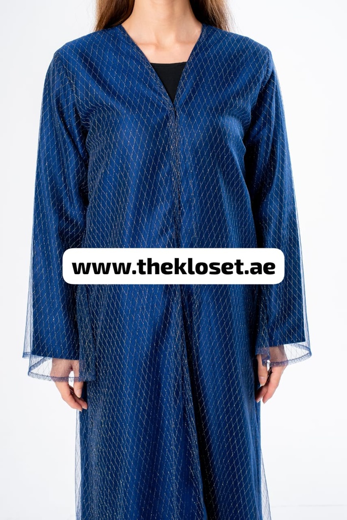 Elegant golden mesh & Dark Blue Abaya 