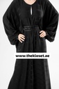 Hand beaded belted closed wide sleeves style abaya
