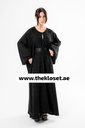 Hand beaded belted closed wide sleeves style abaya