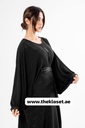 Hand beaded belted closed wide sleeves style abaya
