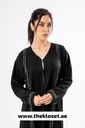 Sequin-Embellished Leaf Design Abaya