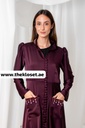 Jeweled buttons burgundy silky abaya