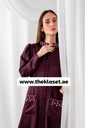 Jeweled buttons burgundy silky abaya