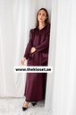 Jeweled buttons burgundy silky abaya